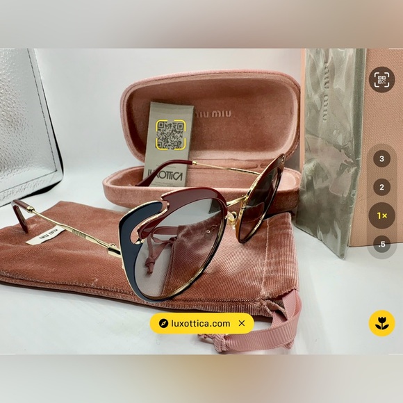 miu miu 57TS HB5-GRO Blue garnet gold cat eye ‼️Size 54-20-140 Authentic - Picture 9 of 15